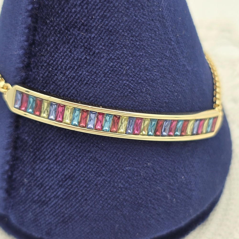 Kendra Scott Jack Slider Bracelet Gold Plate Delicate Chain Multi-Color Nanogems